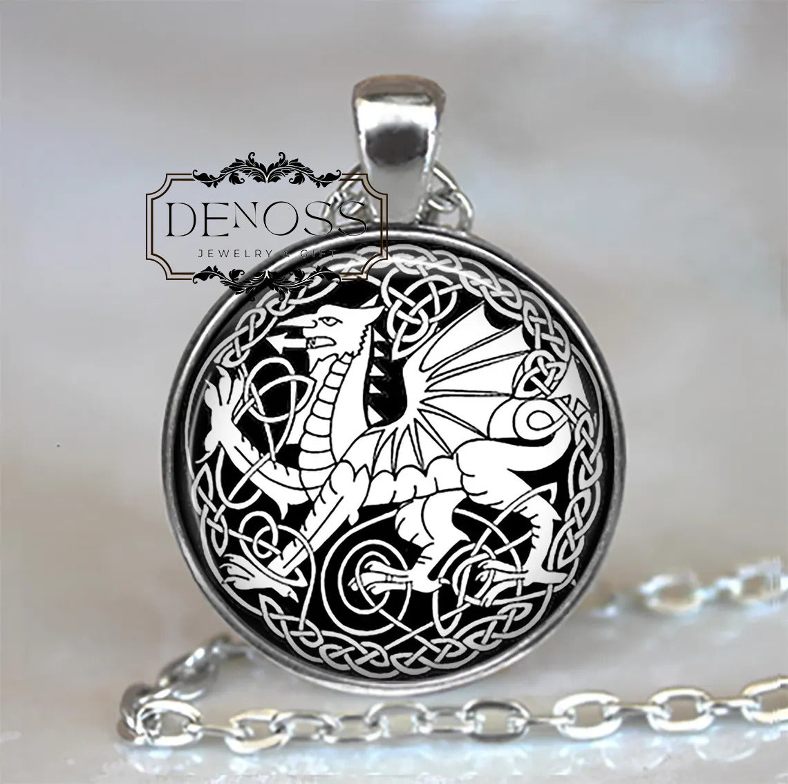 Celtic Dragon necklace,Dragon jewelry dragon gift Celtic art jewelry dragon