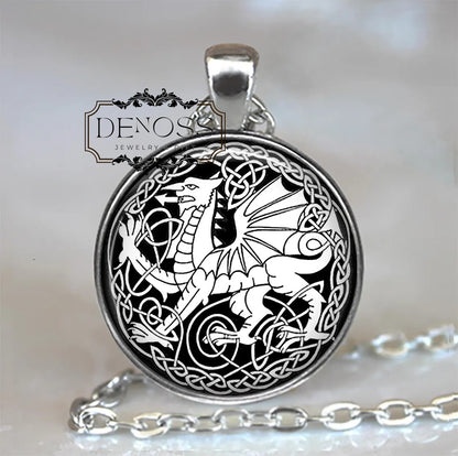 Celtic Dragon necklace,Dragon jewelry dragon gift Celtic art jewelry dragon