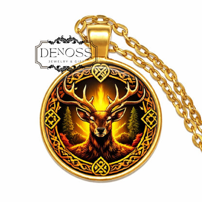 Celtic Stag Pendant Necklace, Forest Spirit Animal Jewelry, Nature Lover Gift