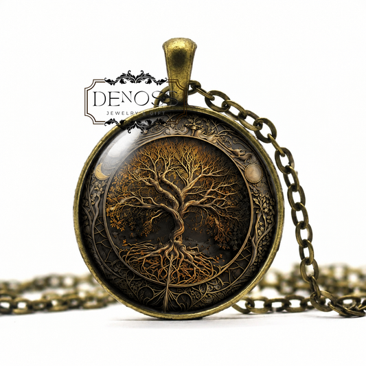 Celtic Tree of Life Pendant Necklace,Pewter Tree Photo Necklace,Pagan Wiccan Arbor Vitae Yggdrasil Viking Norse Mythology Fantasy Amulet