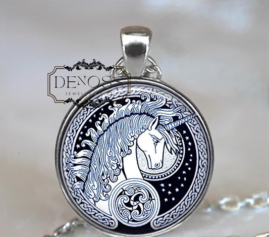 Celtic Unicorn necklace,unicorn pendant,unicorn jewelry,Celtic jewelry,fantasy jewelry,unicorn necklace - Denoss