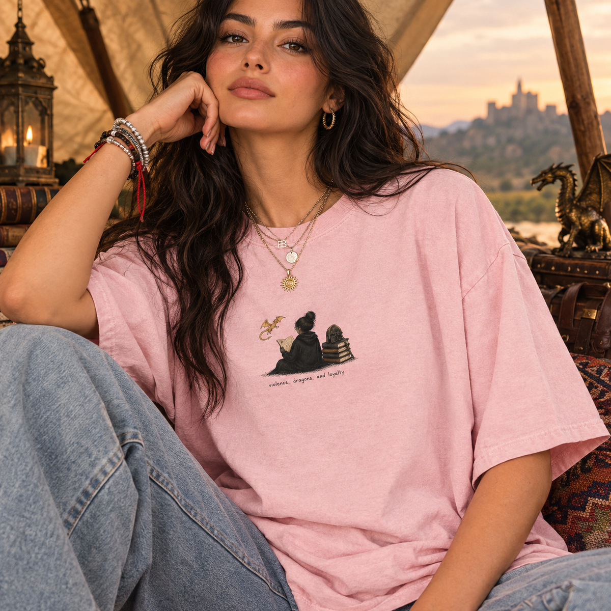 Violence Dragons and Loyalty Shirt, Fantasy Reader Tee, Dragon Book Lover Gift