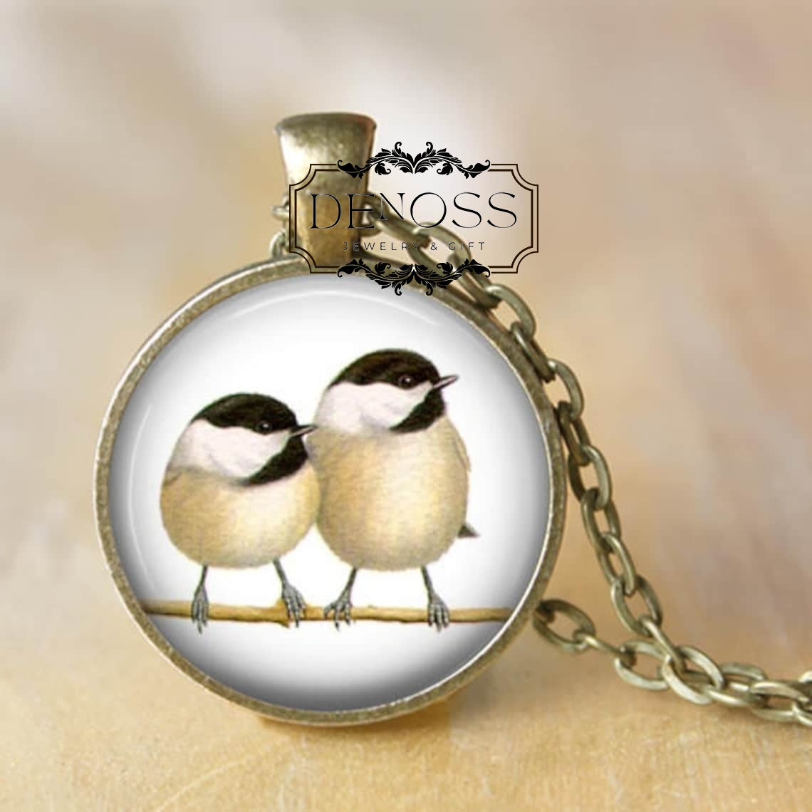 Chickadees Pendant Necklace,Birds Necklace