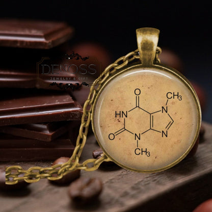 Chocolate Molecule Necklace,Science Geek Gift,Cocoa Chemistry Pendant