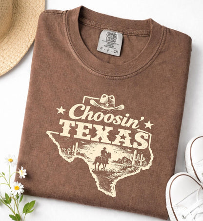 Choosin Texas Retro Texas Pride Western Cowboy Texas Girl T-Shirt