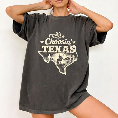 Choosin Texas Retro Texas Pride Western Cowboy Texas Girl T-Shirt