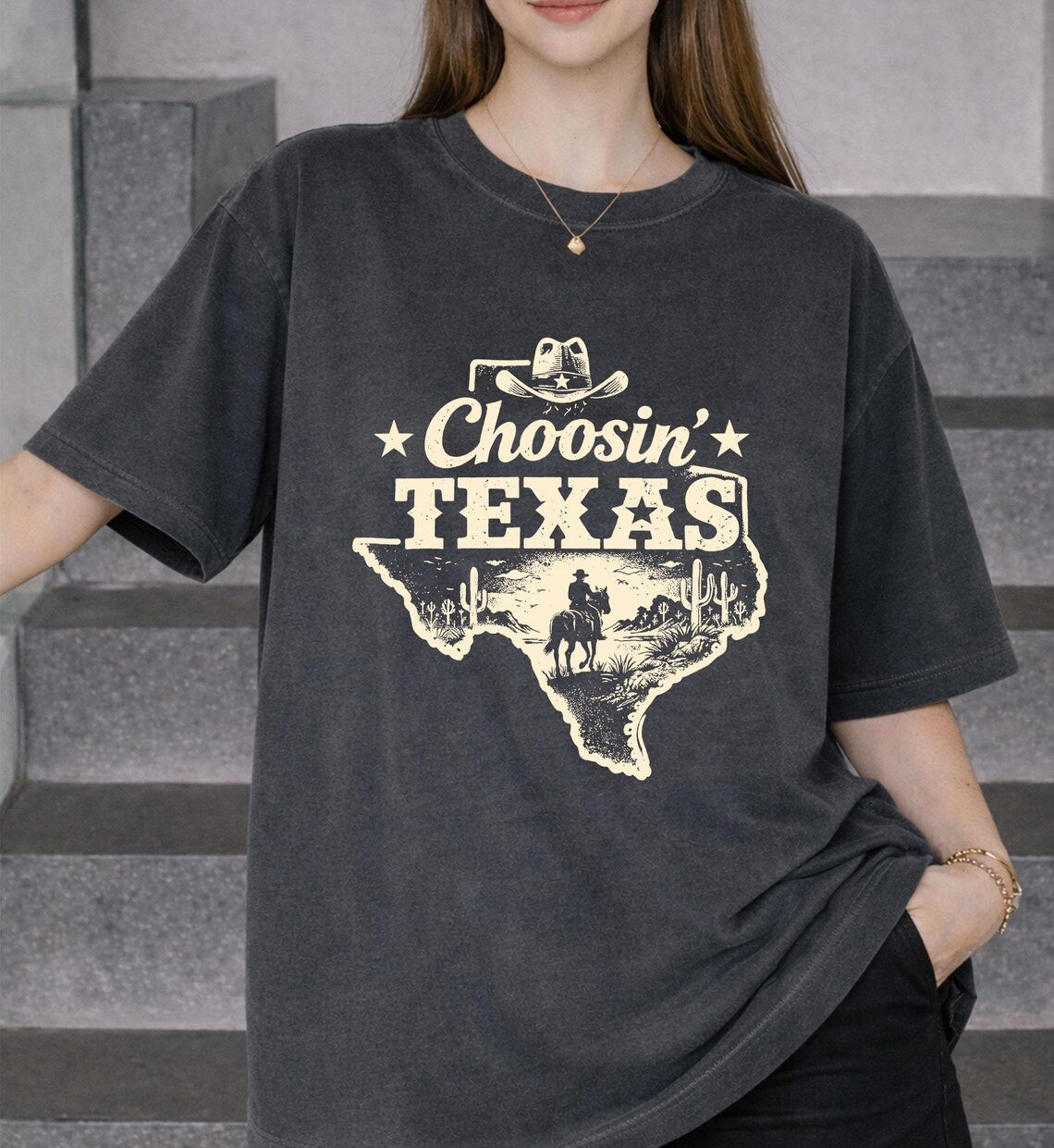 Choosin Texas Retro Texas Pride Western Cowboy Texas Girl T-Shirt
