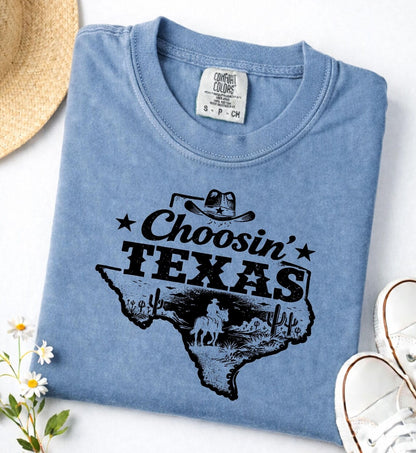 Choosin Texas Retro Texas Pride Western Cowboy Texas Girl T-Shirt