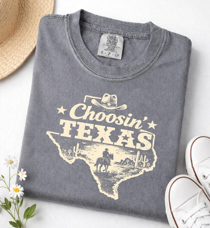 Choosin Texas Retro Texas Pride Western Cowboy Texas Girl T-Shirt