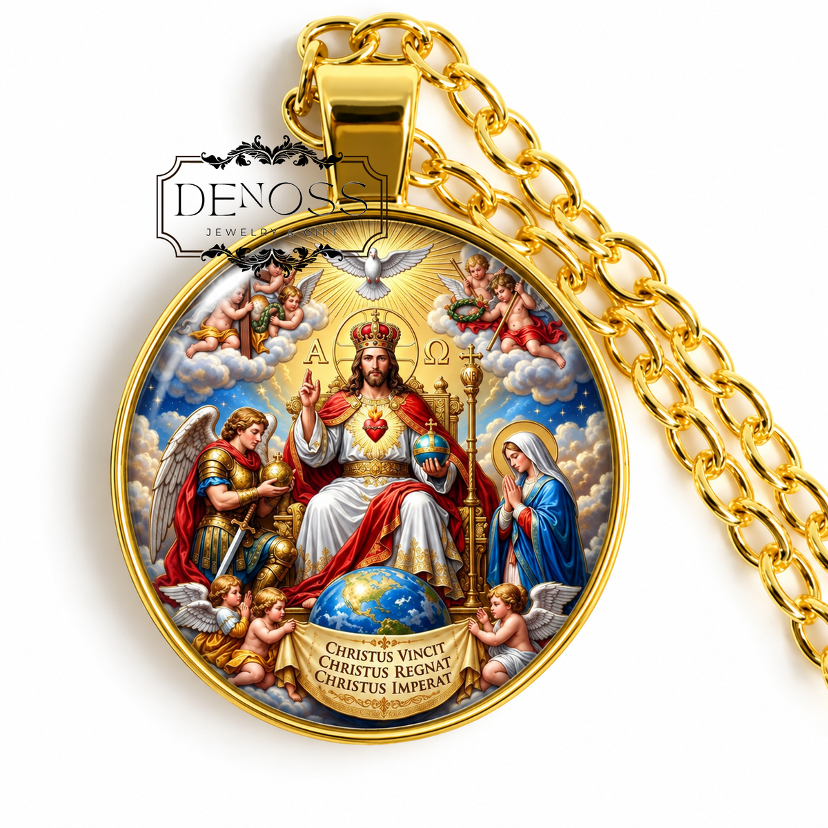 Christ King Jesus Necklace,Catholic Art Gift,Christian Faith  Necklace,Jesus Christ Collectible,Divine Majesty Commemorative