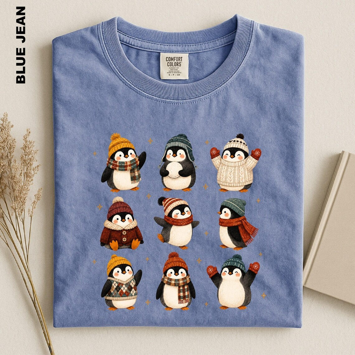 Christmas Penguin Shirt, Winter Penguins Comfort Colors Tee, Cozy Holiday Animal Top, Festive Gift for Penguin Lover, Xmas Graphic tshirt