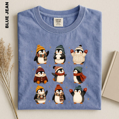 Christmas Penguin Shirt, Winter Penguins Comfort Colors Tee, Cozy Holiday Animal Top, Festive Gift for Penguin Lover, Xmas Graphic tshirt