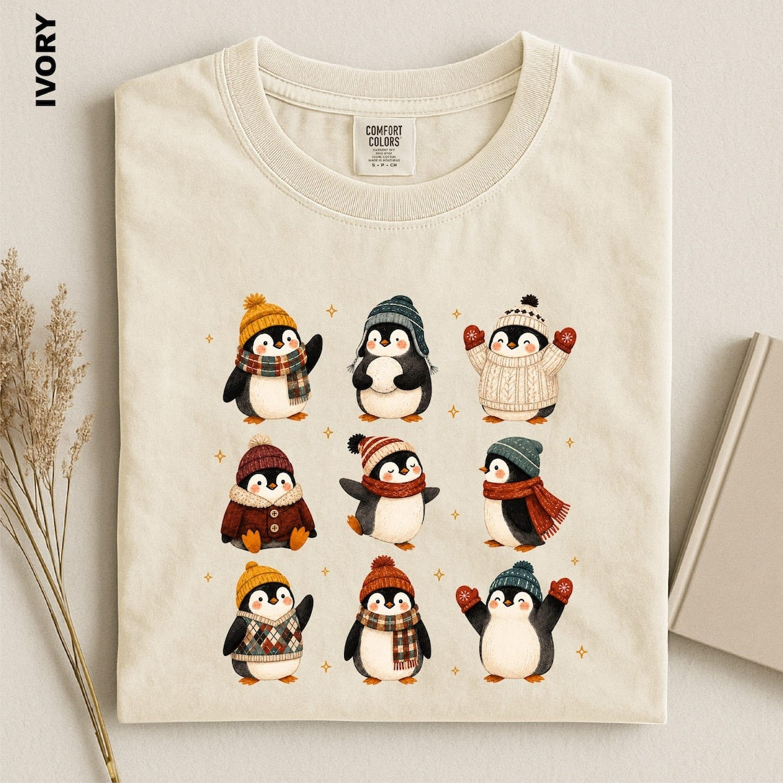 Christmas Penguin Shirt, Winter Penguins Comfort Colors Tee, Cozy Holiday Animal Top, Festive Gift for Penguin Lover, Xmas Graphic tshirt