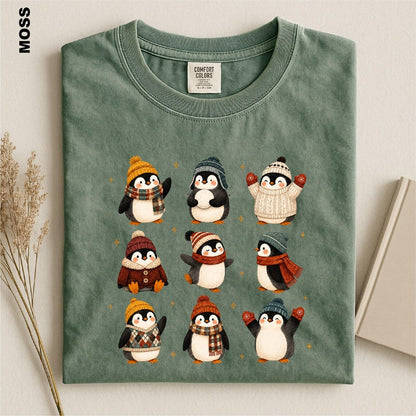 Christmas Penguin Shirt, Winter Penguins Comfort Colors Tee, Cozy Holiday Animal Top, Festive Gift for Penguin Lover, Xmas Graphic tshirt