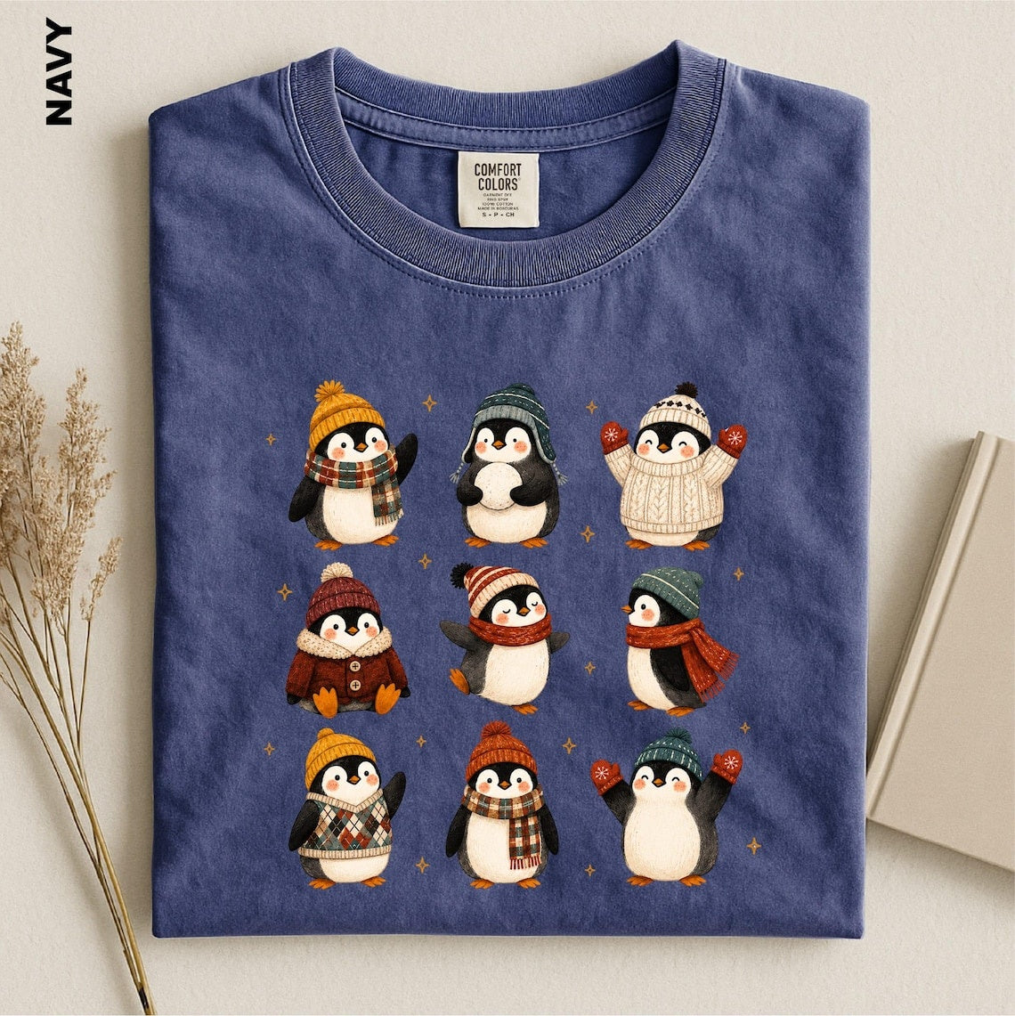 Christmas Penguin Shirt, Winter Penguins Comfort Colors Tee, Cozy Holiday Animal Top, Festive Gift for Penguin Lover, Xmas Graphic tshirt