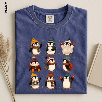 Christmas Penguin Shirt, Winter Penguins Comfort Colors Tee, Cozy Holiday Animal Top, Festive Gift for Penguin Lover, Xmas Graphic tshirt