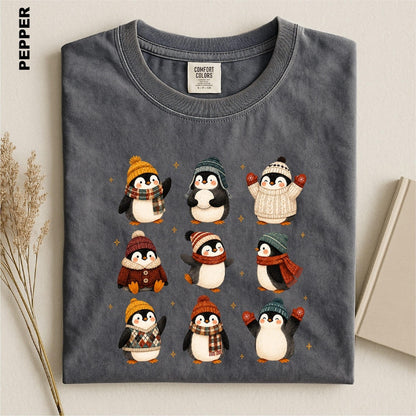 Christmas Penguin Shirt, Winter Penguins Comfort Colors Tee, Cozy Holiday Animal Top, Festive Gift for Penguin Lover, Xmas Graphic tshirt
