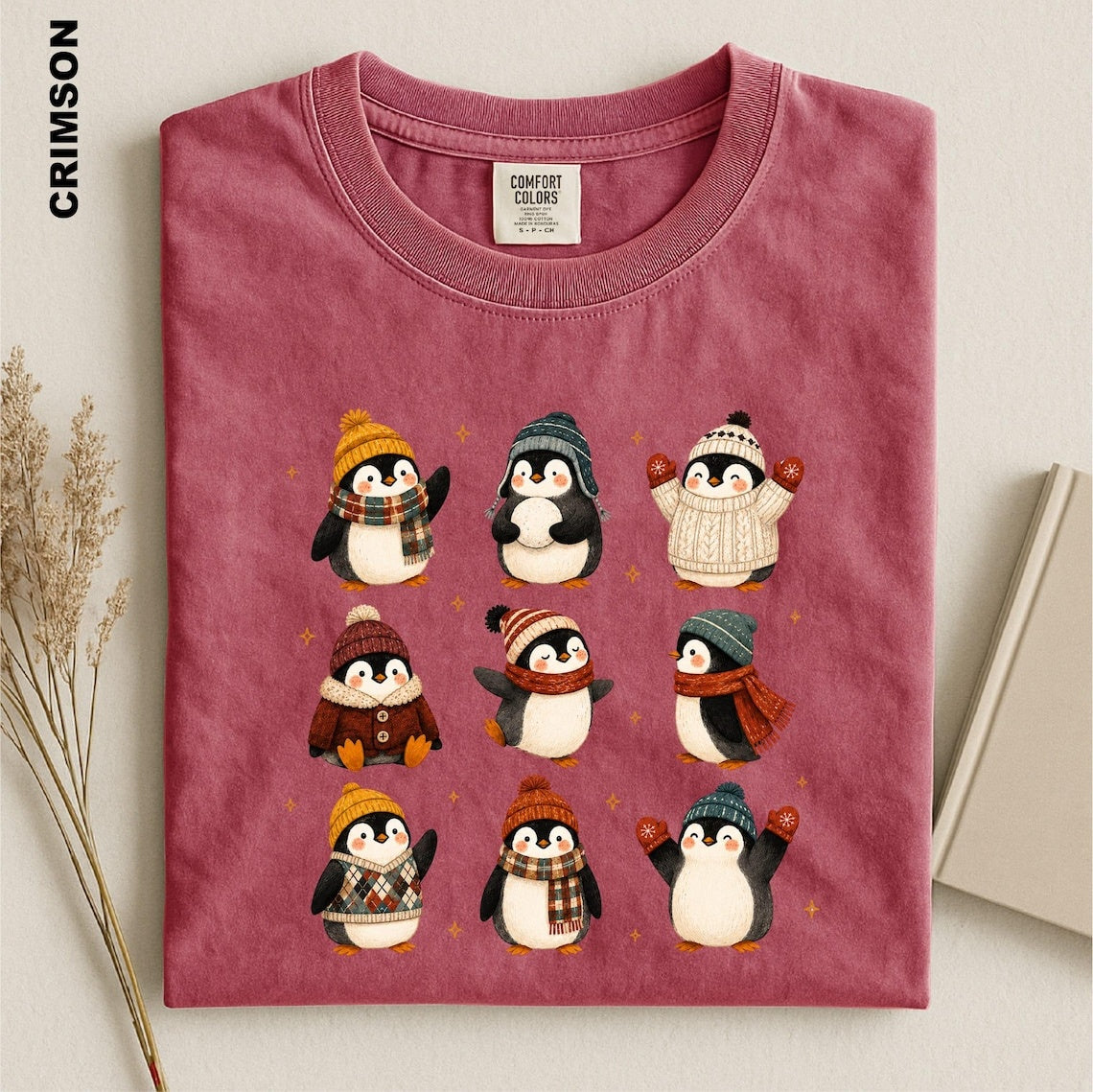 Christmas Penguin Shirt, Winter Penguins Comfort Colors Tee, Cozy Holiday Animal Top, Festive Gift for Penguin Lover, Xmas Graphic tshirt