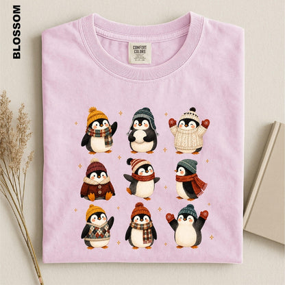 Christmas Penguin Shirt, Winter Penguins Comfort Colors Tee, Cozy Holiday Animal Top, Festive Gift for Penguin Lover, Xmas Graphic tshirt