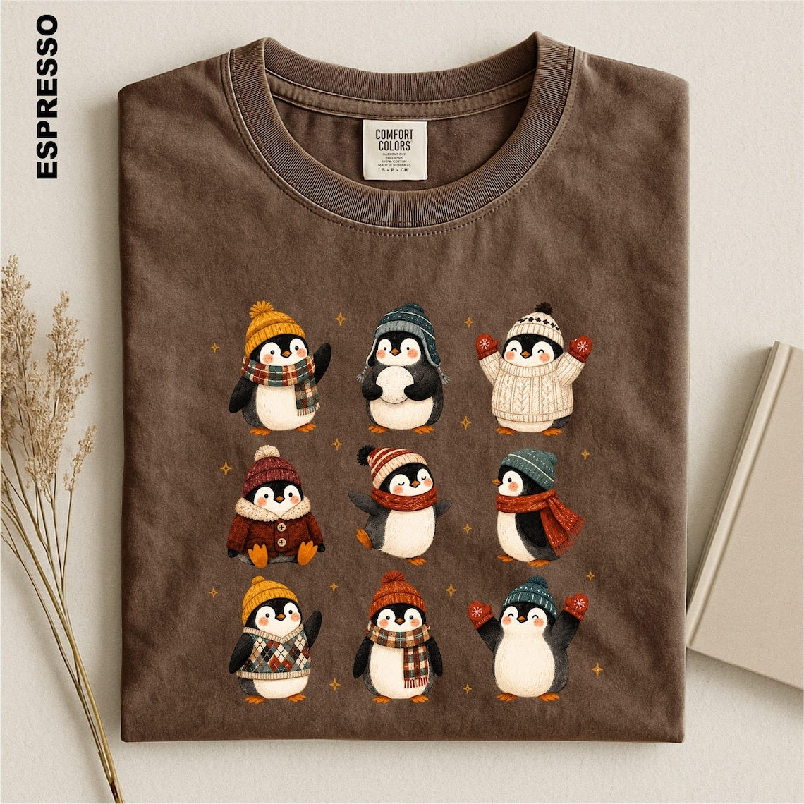 Christmas Penguin Shirt, Winter Penguins Comfort Colors Tee, Cozy Holiday Animal Top, Festive Gift for Penguin Lover, Xmas Graphic tshirt