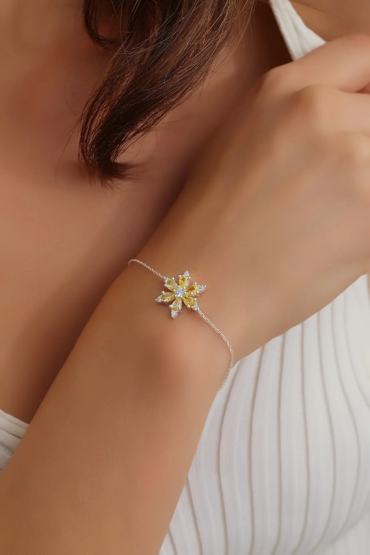 925 Sterling Silver Chain Sun Silver Lotus Bracelet