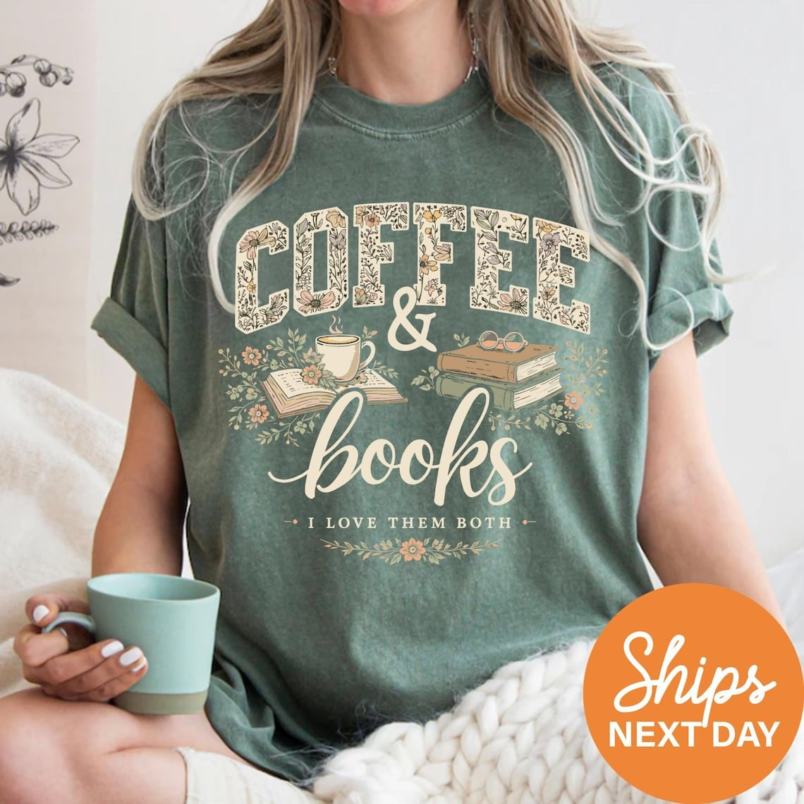 Coffee and Books Shirt, Book Lover Tee, Reader Graphic Shirt