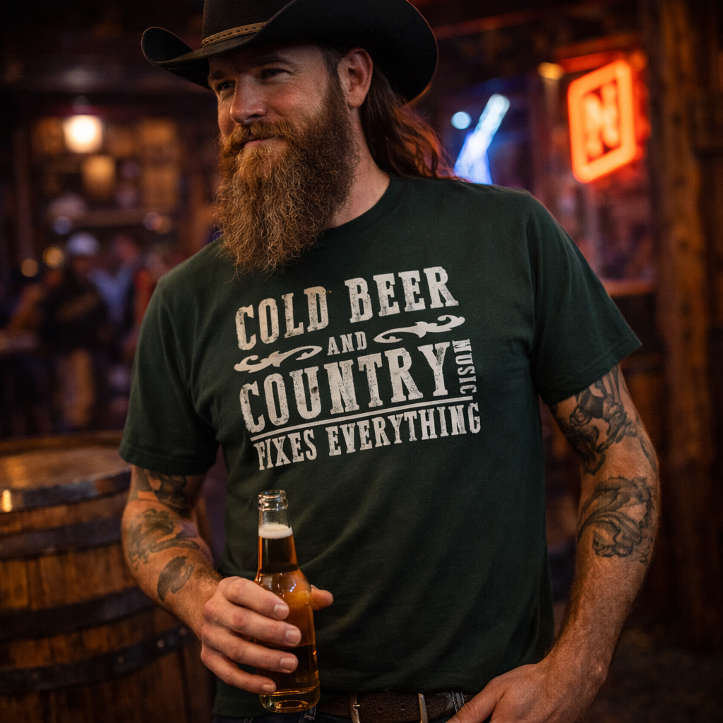 Cold Beer And Country Music T-Shirt,Southern,Texas,Tennessee,Kentucky Festival Tshirt