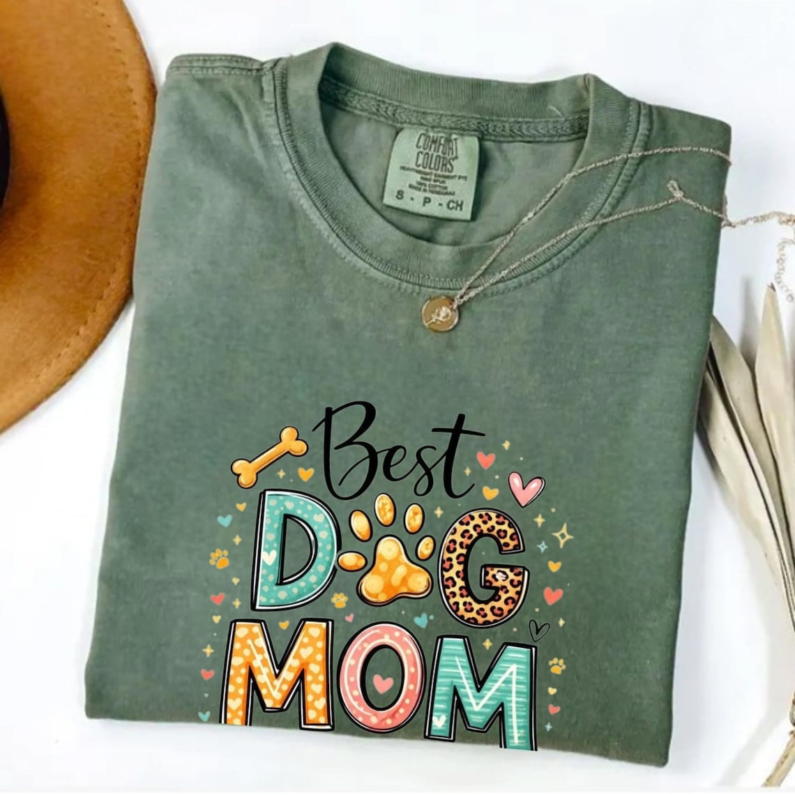 Comfort Colors Best Dog Mom Ever Shirt, Cute Dog Mom Tee, Dog Lover Gift Tee, Funny Dog Shirt, Colorful Pet Lover Tee, Mother’s Day Tee Gift - Denoss