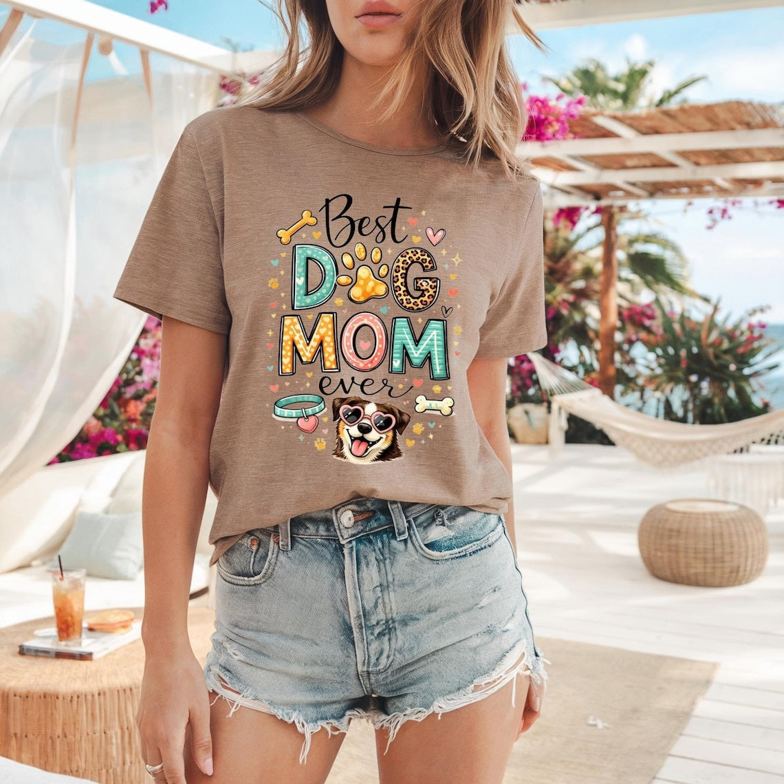 Comfort Colors Best Dog Mom Ever Shirt, Cute Dog Mom Tee, Dog Lover Gift Tee, Funny Dog Shirt, Colorful Pet Lover Tee, Mother’s Day Tee Gift - Denoss