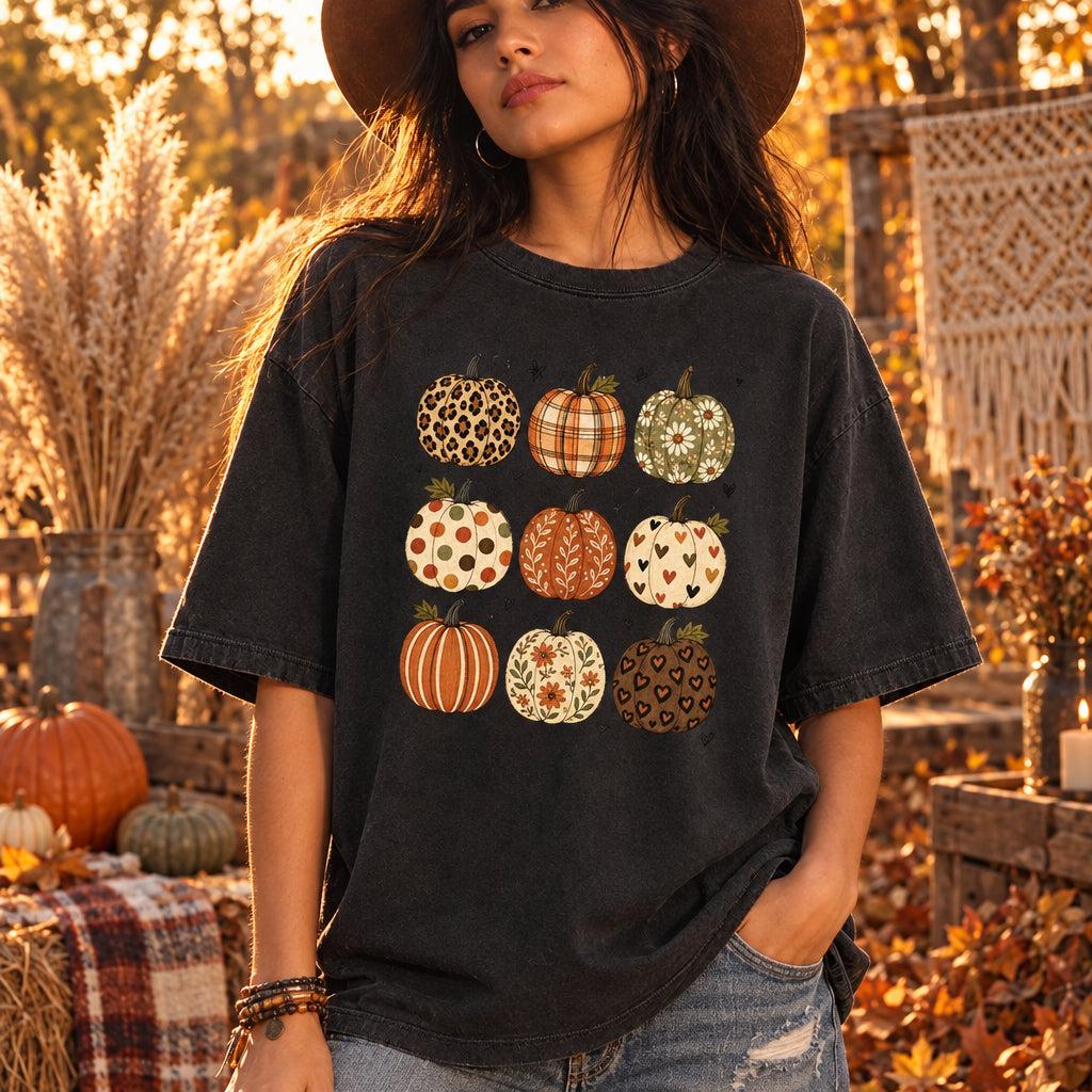 Comfort Colors Boho Pumpkin Tshirt,Cute Fall Pumpkin Shirt,Cute Autumn TShirt Thanksgiving T-Shirt