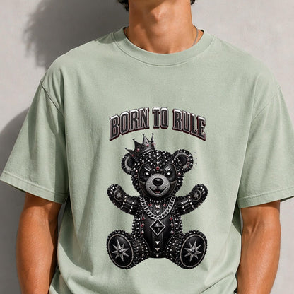 Comfort Colors Born To Rule Teddy Bear Shirt, Luxury Gothic Bear Tee, Streetwear Bear Shirt, Rock Punk Teddy Tee, Handmade Teddy Bear Tee - Denoss