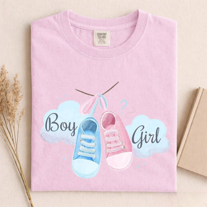 Comfort Colors Boy or Girl Gender Reveal Tee, Baby Shower Tee, Pregnancy Announcement Tee, Mom To Be Gift Tee, Gender Reveal Party Shirt - Denoss