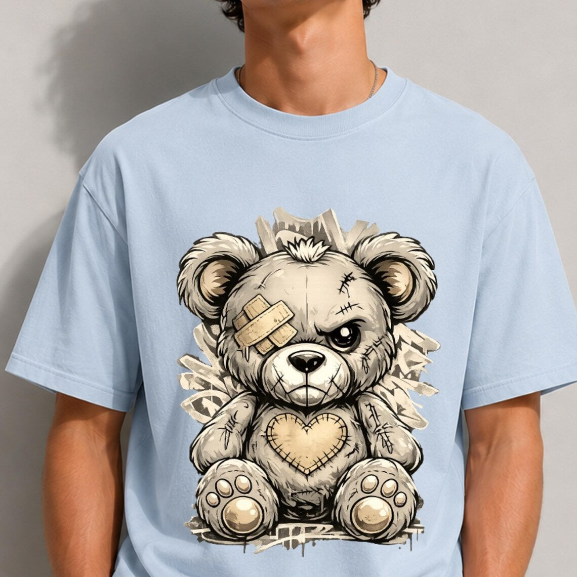 Comfort Colors Cute Teddy Bear Shirt, Distressed Bear Tee, Handmade Grunge Teddy T-Shirt, Alternative Streetwear Tee, Unisex Bear Lover Gift - Denoss
