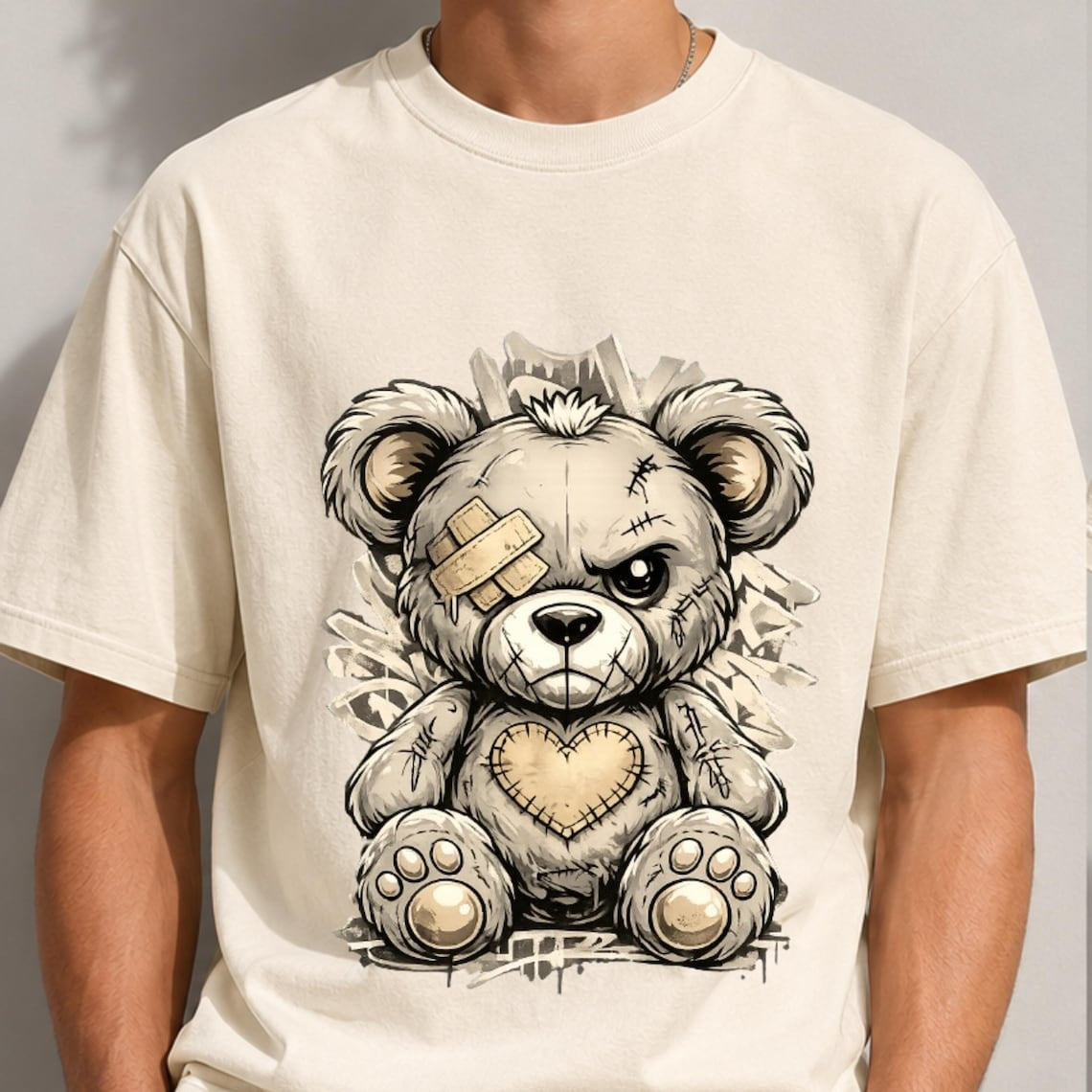 Comfort Colors Cute Teddy Bear Shirt, Distressed Bear Tee, Handmade Grunge Teddy T-Shirt, Alternative Streetwear Tee, Unisex Bear Lover Gift - Denoss