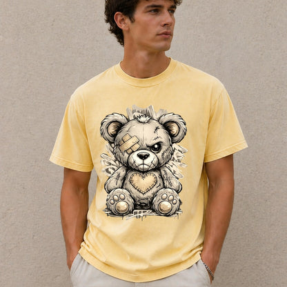 Comfort Colors Cute Teddy Bear Shirt, Distressed Bear Tee, Handmade Grunge Teddy T-Shirt, Alternative Streetwear Tee, Unisex Bear Lover Gift - Denoss