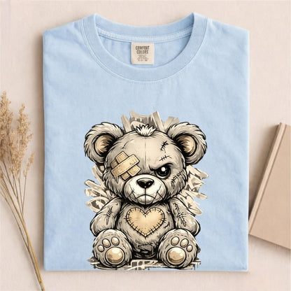 Comfort Colors Cute Teddy Bear Shirt, Distressed Bear Tee, Handmade Grunge Teddy T-Shirt, Alternative Streetwear Tee, Unisex Bear Lover Gift - Denoss