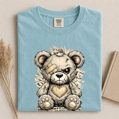 Comfort Colors Cute Teddy Bear Shirt, Distressed Bear Tee, Handmade Grunge Teddy T-Shirt, Alternative Streetwear Tee, Unisex Bear Lover Gift - Denoss