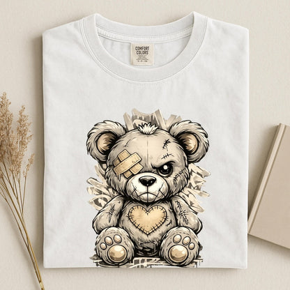 Comfort Colors Cute Teddy Bear Shirt, Distressed Bear Tee, Handmade Grunge Teddy T-Shirt, Alternative Streetwear Tee, Unisex Bear Lover Gift - Denoss
