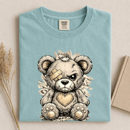 Comfort Colors Cute Teddy Bear Shirt, Distressed Bear Tee, Handmade Grunge Teddy T-Shirt, Alternative Streetwear Tee, Unisex Bear Lover Gift - Denoss