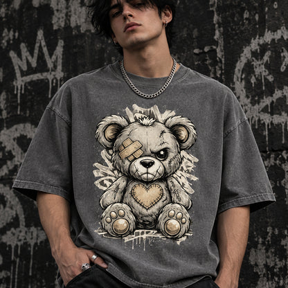 Comfort Colors Cute Teddy Bear Shirt, Distressed Bear Tee, Handmade Grunge Teddy T-Shirt, Alternative Streetwear Tee, Unisex Bear Lover Gift - Denoss