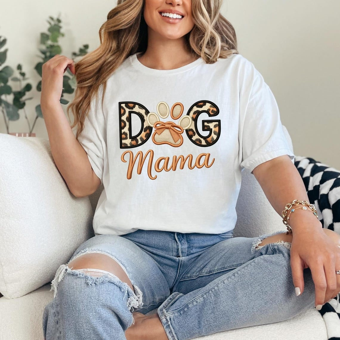 Comfort Colors Dog Mama Shirt, Leopard Dog Mom Tee, Cute Paw Print Shirt, Dog Lover Tee Gift, Handmade Style Gog Mom Tee, Pet Mom Shirt - Denoss