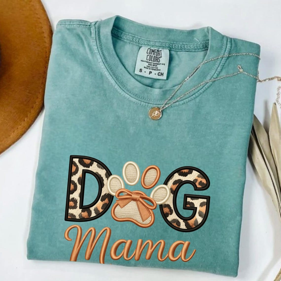 Comfort Colors Dog Mama Shirt, Leopard Dog Mom Tee, Cute Paw Print Shirt, Dog Lover Tee Gift, Handmade Style Gog Mom Tee, Pet Mom Shirt - Denoss