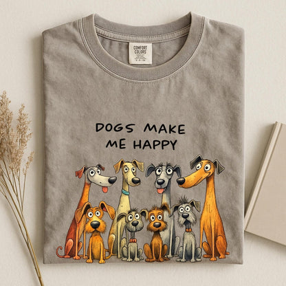 Comfort Colors Dogs Make Me Happy Shirt, People Not So Much Tee, Funny Dog Lover Shirt, Sarcastic Pet Lover Gift Tee, Anti Social Dogs Shirt - Denoss