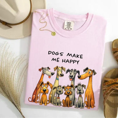Comfort Colors Dogs Make Me Happy Shirt, People Not So Much Tee, Funny Dog Lover Shirt, Sarcastic Pet Lover Gift Tee, Anti Social Dogs Shirt - Denoss
