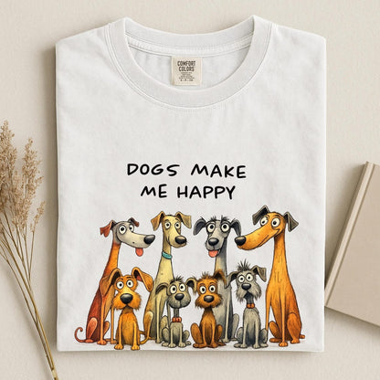 Comfort Colors Dogs Make Me Happy Shirt, People Not So Much Tee, Funny Dog Lover Shirt, Sarcastic Pet Lover Gift Tee, Anti Social Dogs Shirt - Denoss