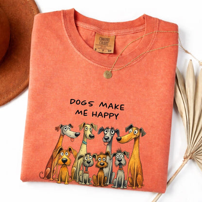 Comfort Colors Dogs Make Me Happy Shirt, People Not So Much Tee, Funny Dog Lover Shirt, Sarcastic Pet Lover Gift Tee, Anti Social Dogs Shirt - Denoss