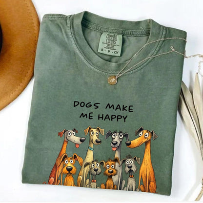 Comfort Colors Dogs Make Me Happy Shirt, People Not So Much Tee, Funny Dog Lover Shirt, Sarcastic Pet Lover Gift Tee, Anti Social Dogs Shirt - Denoss