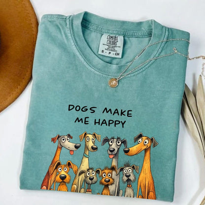 Comfort Colors Dogs Make Me Happy Shirt, People Not So Much Tee, Funny Dog Lover Shirt, Sarcastic Pet Lover Gift Tee, Anti Social Dogs Shirt - Denoss