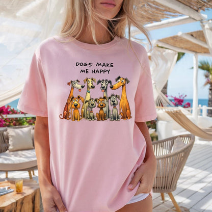 Comfort Colors Dogs Make Me Happy Shirt, People Not So Much Tee, Funny Dog Lover Shirt, Sarcastic Pet Lover Gift Tee, Anti Social Dogs Shirt - Denoss