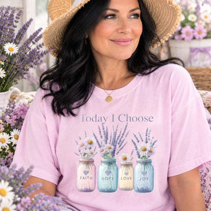 Comfort Colors Faith Hope Love Joy Shirt Women, Christian Shirt, Gift for Mom Tee, Handmade Flower Shirt, Bible Verse Shirt, Floral Tee - Denoss